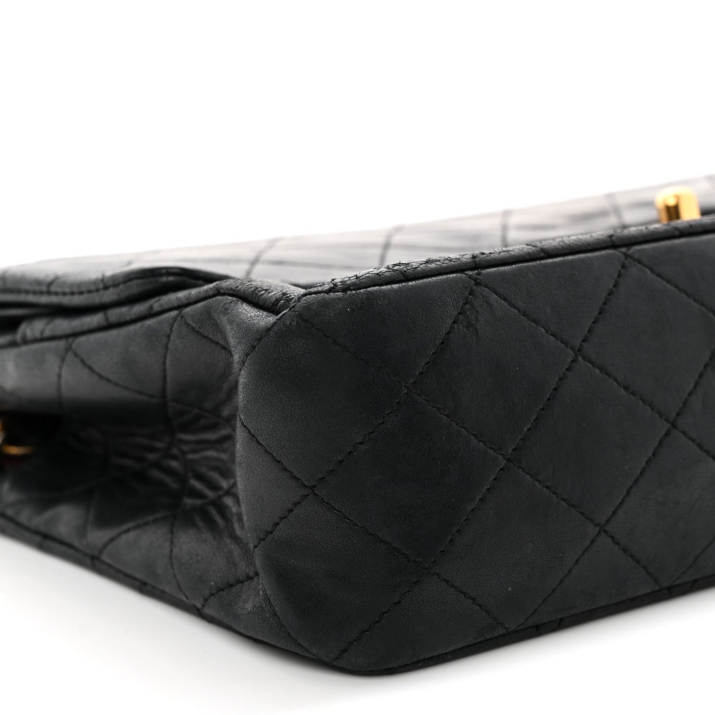 Lambskin Quilted Medium Double Flap Black