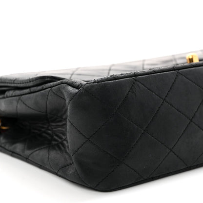 Lambskin Quilted Medium Double Flap Black