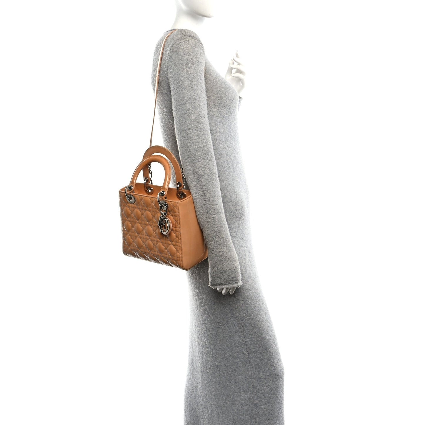 Patent Cannage Medium Lady Dior Rose Clair