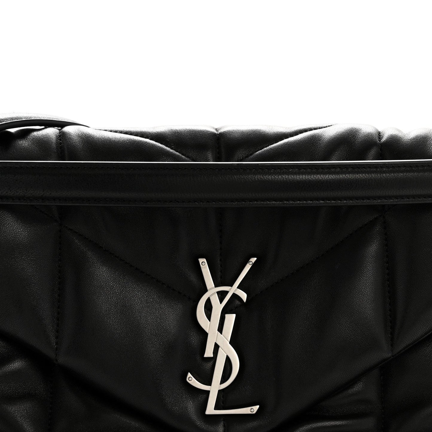 Lambskin Quilted Medium Loulou Puffer Monogram Chain Satchel Black