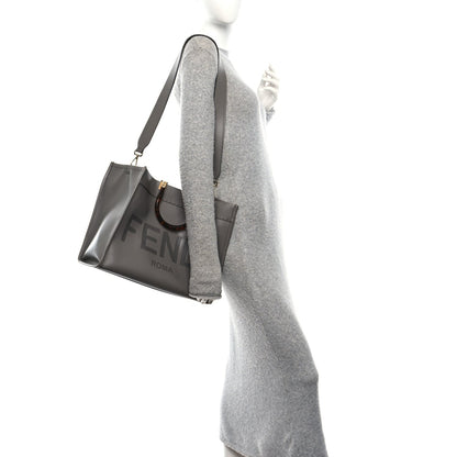 Vitello King Plexiglass Logo Embossed Medium Fendi Sunshine Shopper Tote Moon