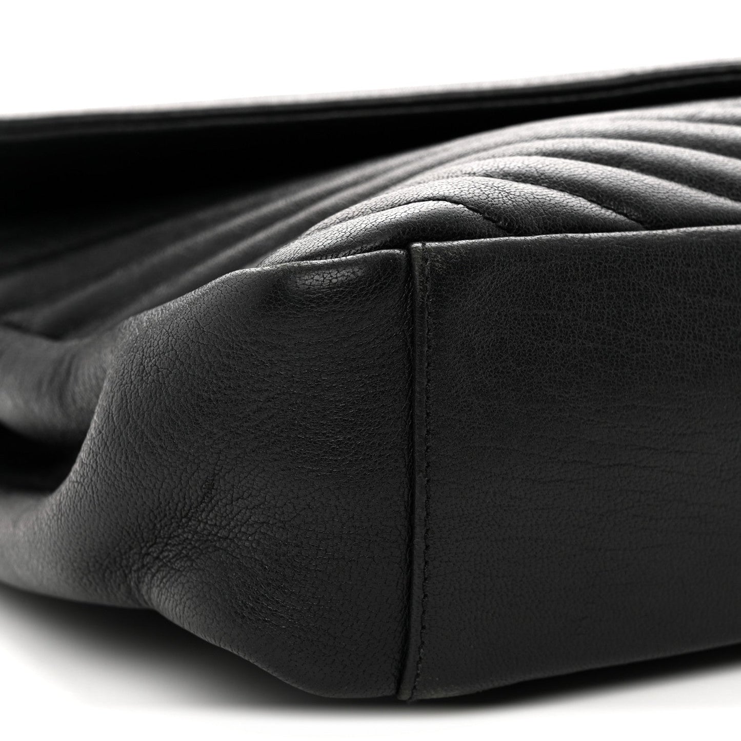 Sheepskin Matelasse Chevron Monogram Large College Satchel Black