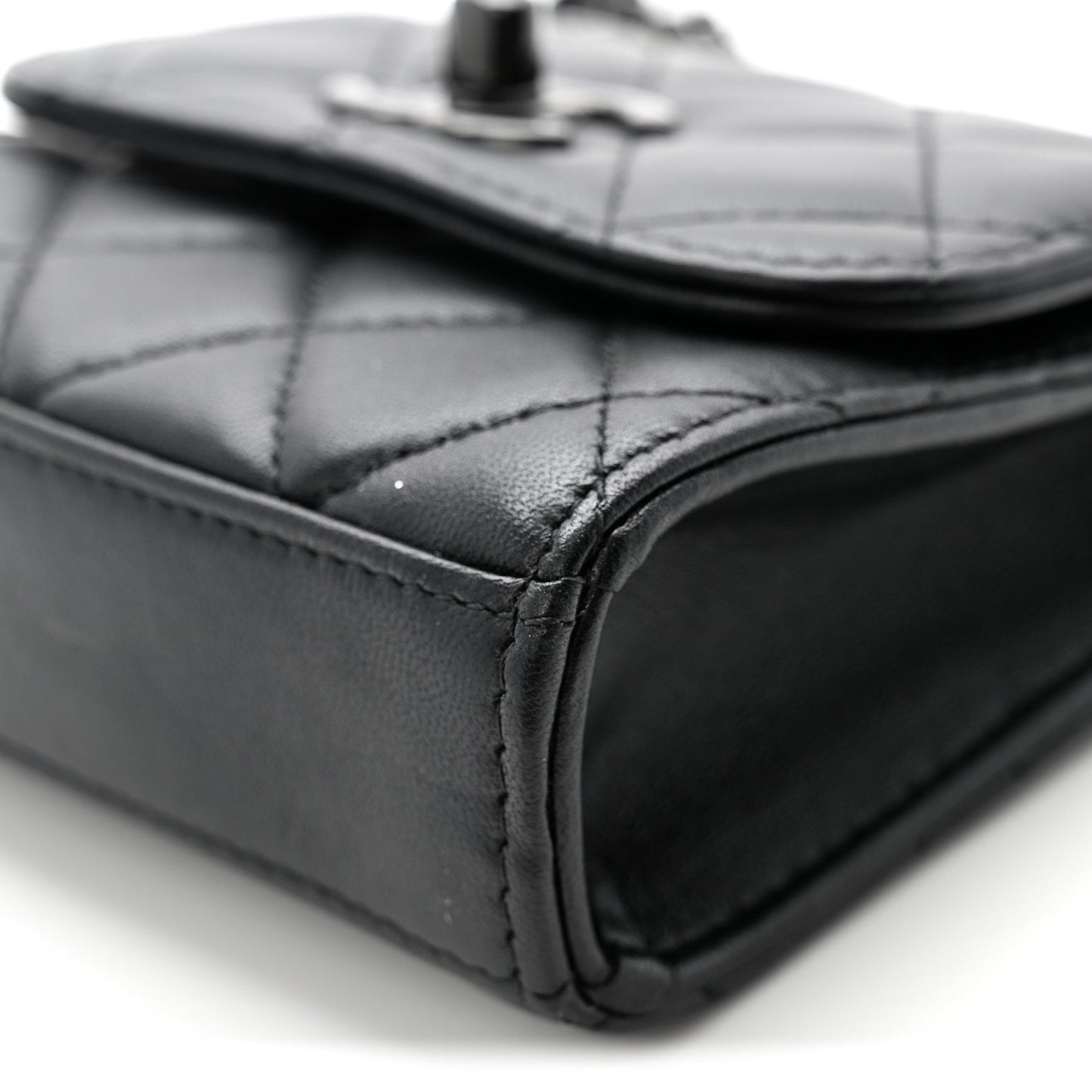 Lambskin Quilted Mini Trendy CC Chain Wallet So Black