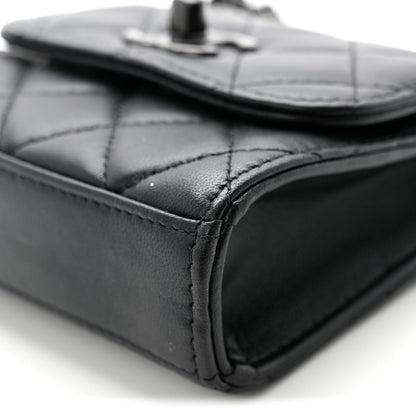 Lambskin Quilted Mini Trendy CC Chain Wallet So Black