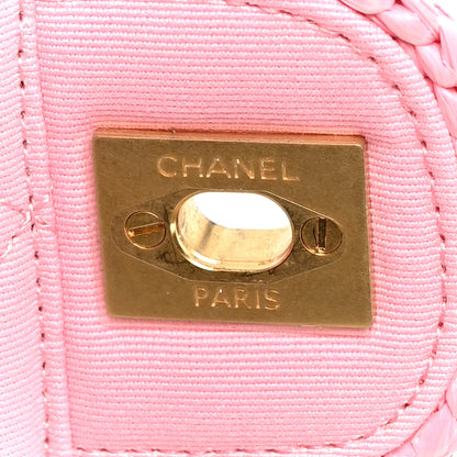 Raffia Small Dolce Raffia Flap Bag Pink