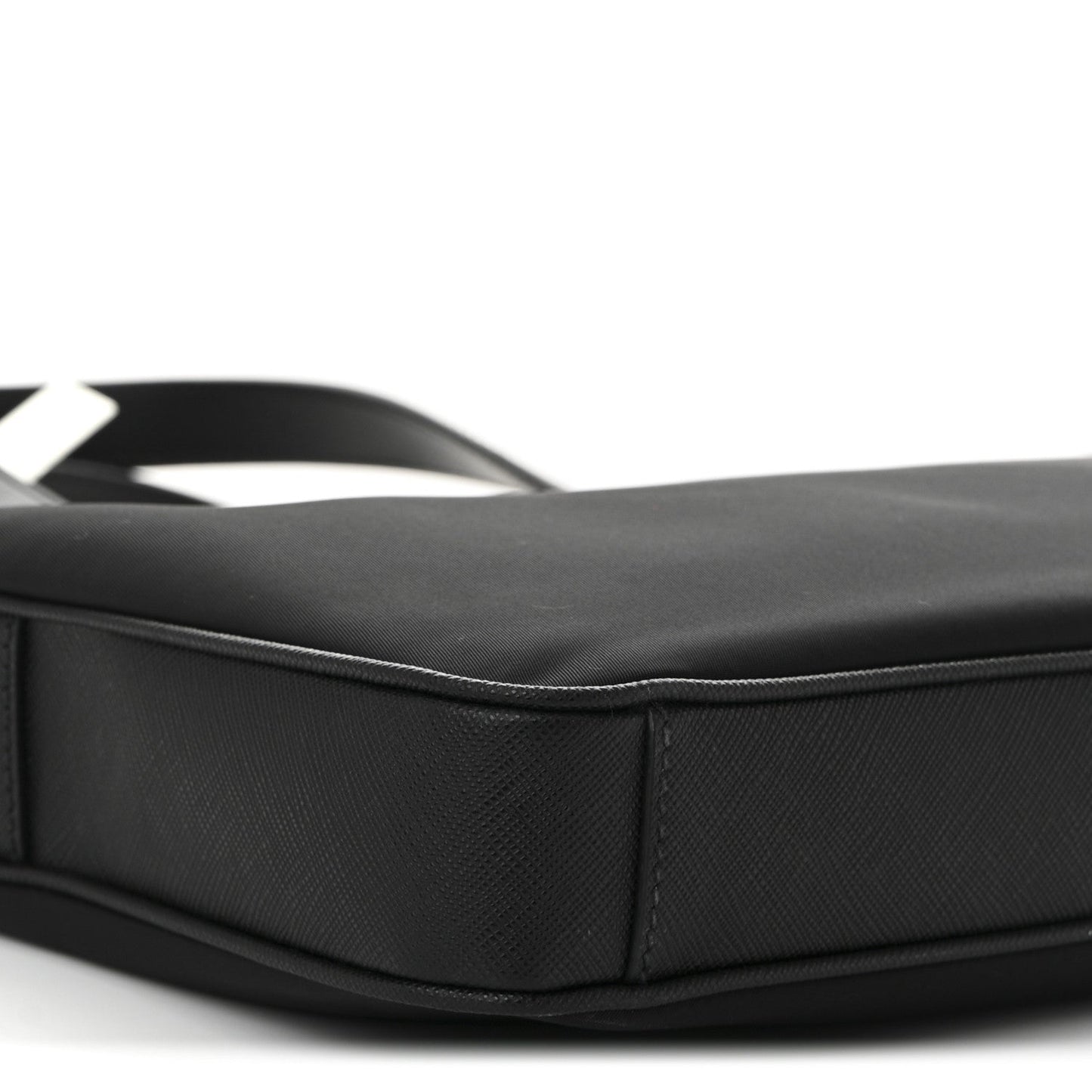 Re-Nylon Saffiano Metal Triangle Logo Briefcase Black