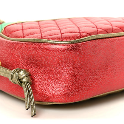 Laminated Nappa Trapuntata Mini Zumi Dome Shoulder Bag Rosso Jasmine Green Rame