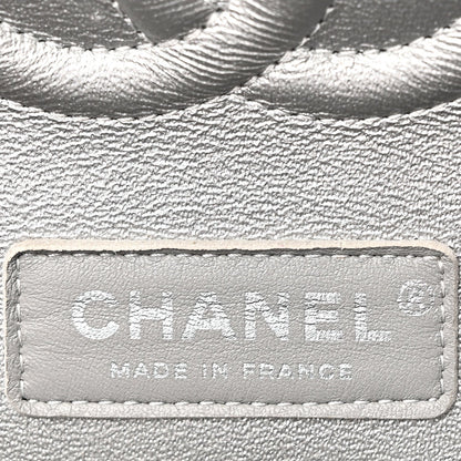 Metallic Caviar Quilted Medium Double Flap Silvery