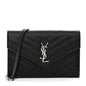 Grain De Poudre Matelasse Chevron Monogram Envelope Chain Wallet Black