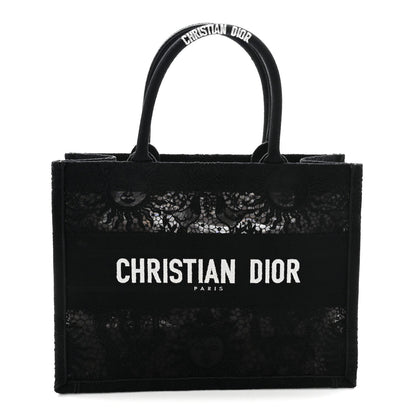 Embroidered 3D Macrame D-Lace Sun Medium Book Tote Black