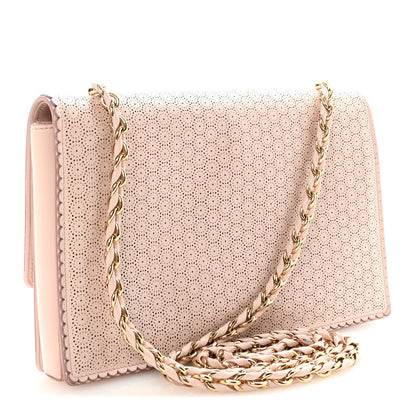 Perforated Calfskin Ginny Bow Crossbody Bag Light Pink