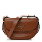 Soft Calfskin Traingle Arque Flap Shoulder Bag Cognac