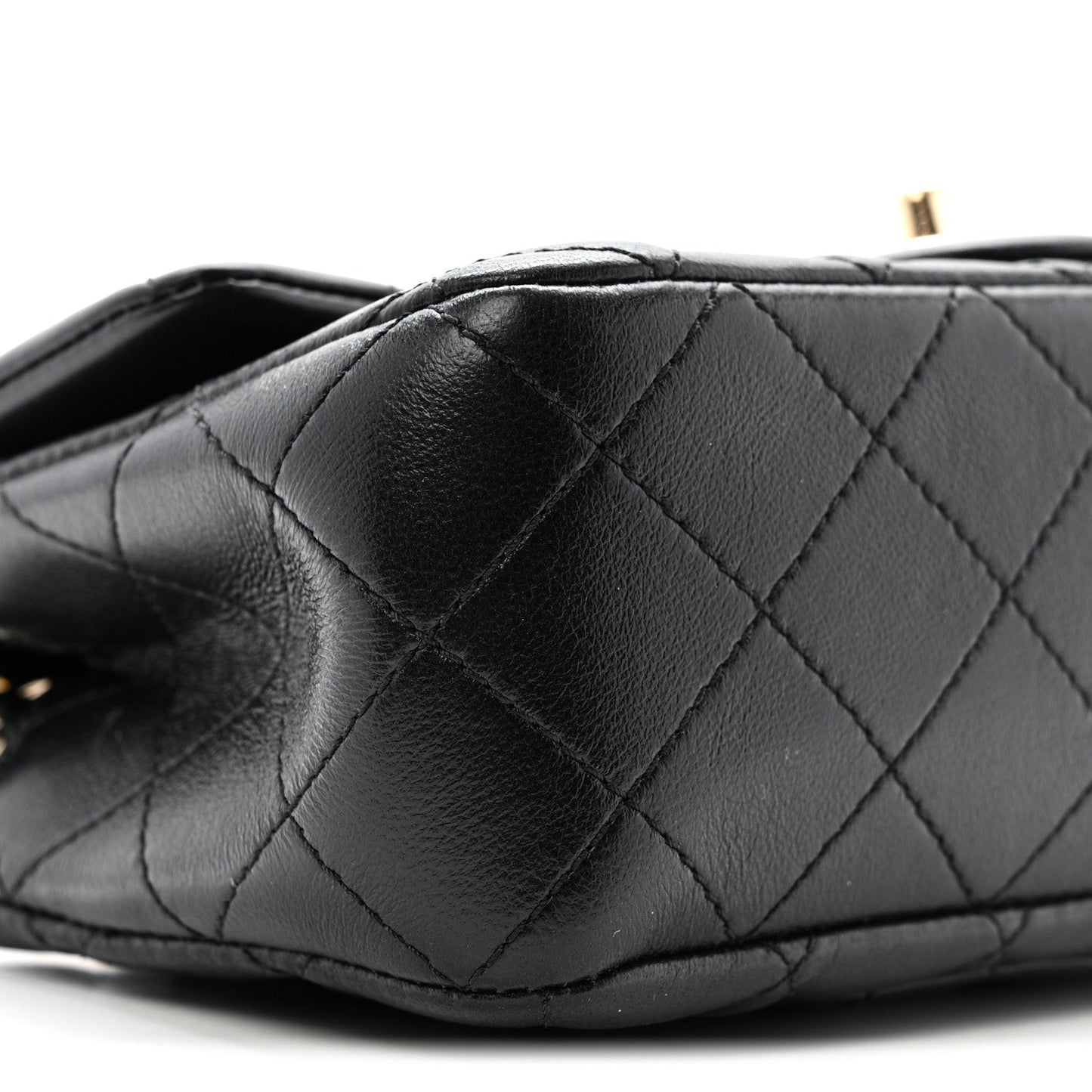 Lambskin Quilted Mini Rectangular Pearl Crush Flap Black