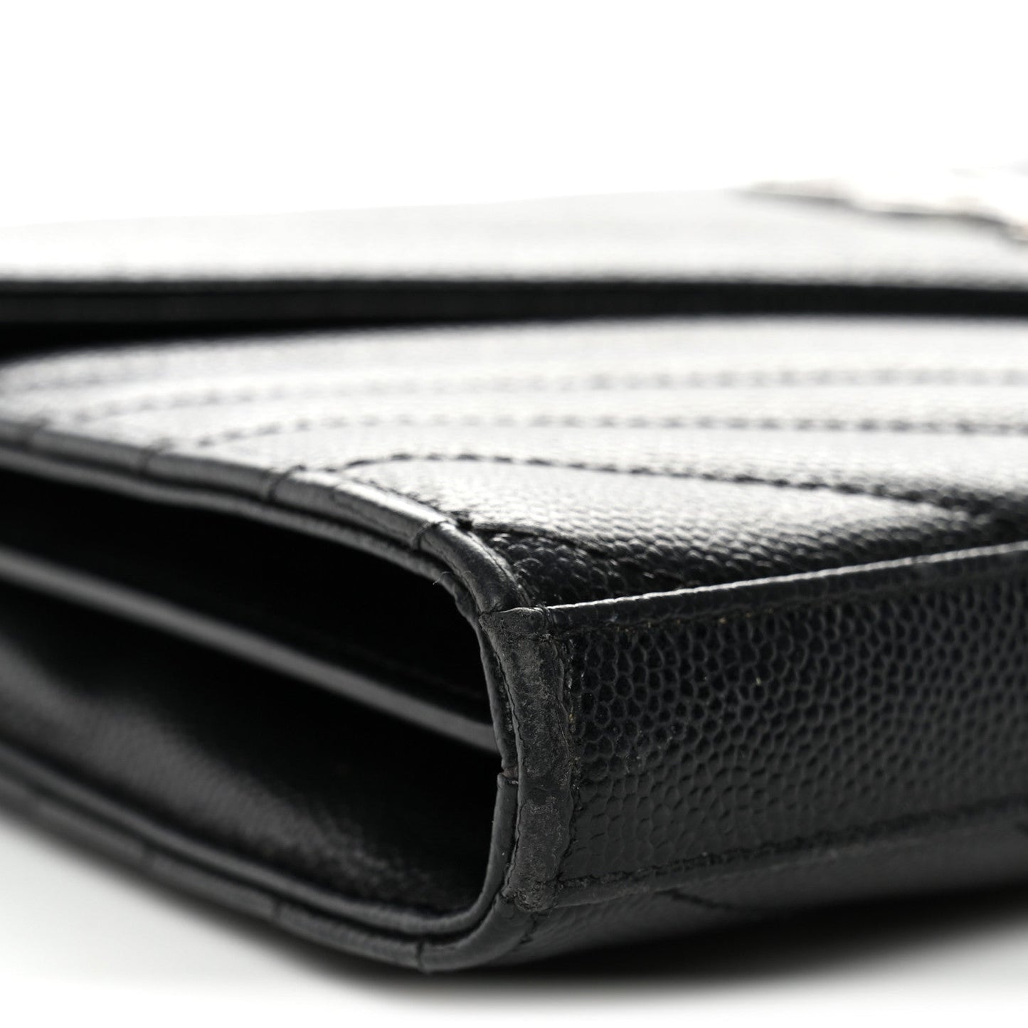 Grain De Poudre Matelasse Chevron Monogram Chain Wallet  Black