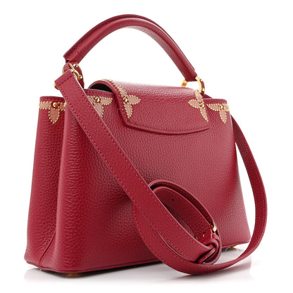 Taurillon Embellished Flower Capucines BB Dark Pink