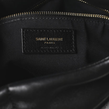 Lambskin Quilted Medium Loulou Puffer Monogram Chain Satchel Black