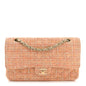 Tweed Quilted Medium Double Flap Orange Beige Multicolor
