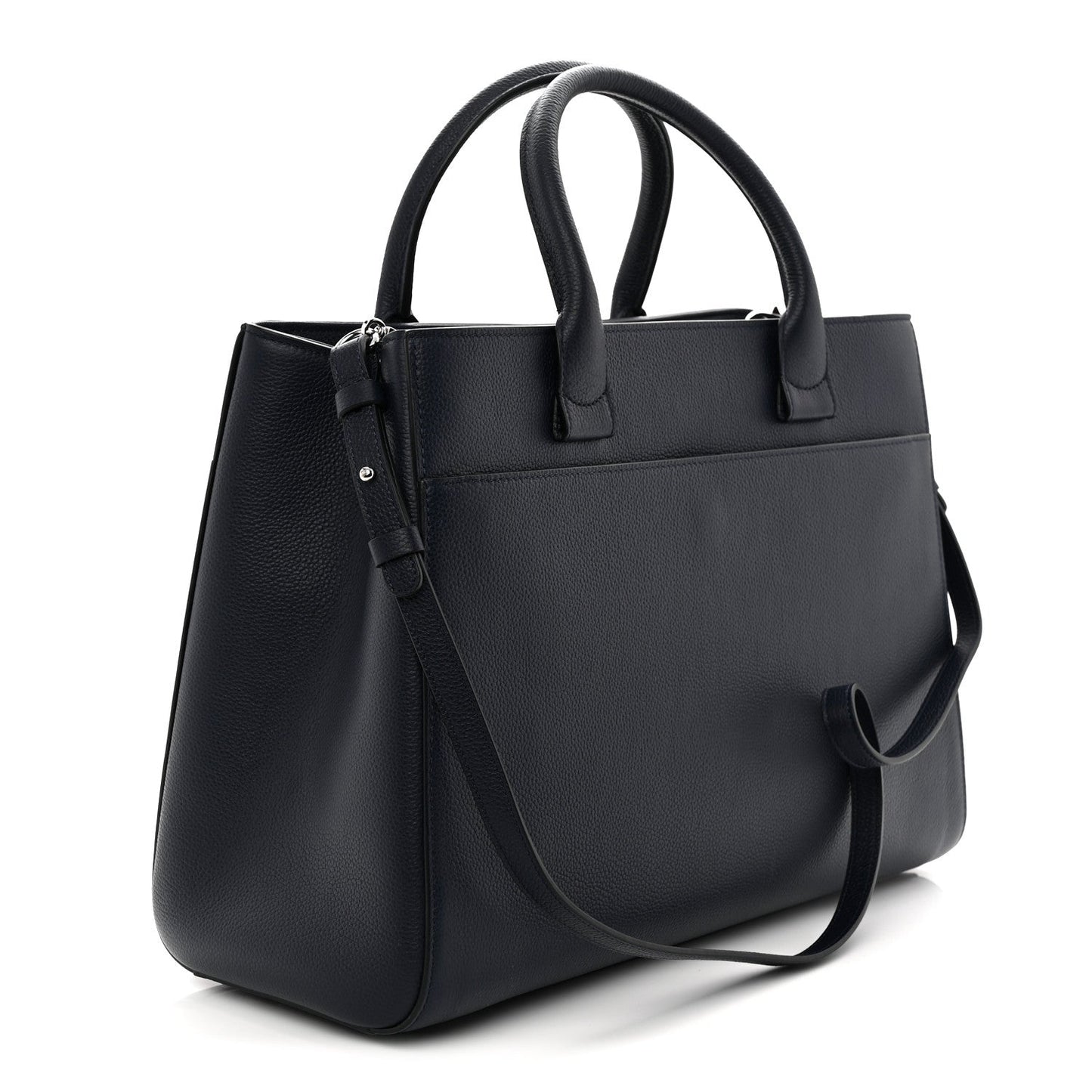 Grained Calfskin Medium Neo Executive Shopper Tote Dark Blue