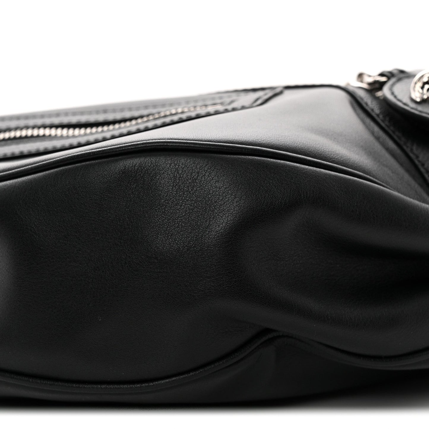 Calfskin Small Repeat Zip Hobo Black