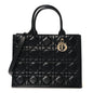 Calfskin Macro Cannage Medium Book Tote Black