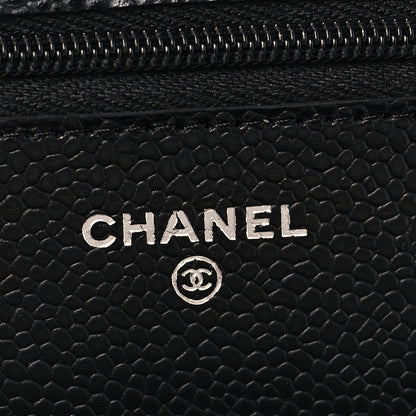 Caviar Quilted CC Turnlock Wallet On Chain WOC Black