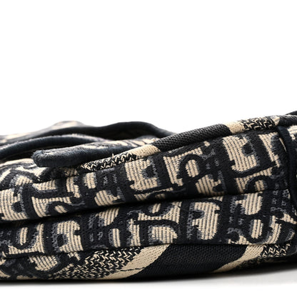 Oblique Embroidered Saddle Bag Blue