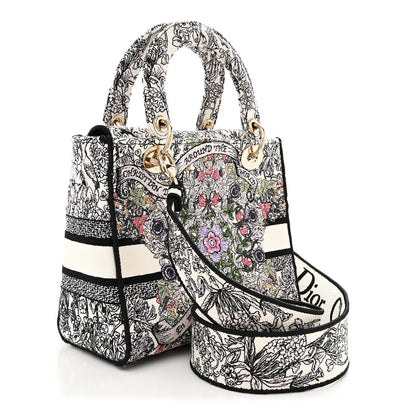 Canvas Around the World Embroidered Medium Lady D-Lite White Multicolor