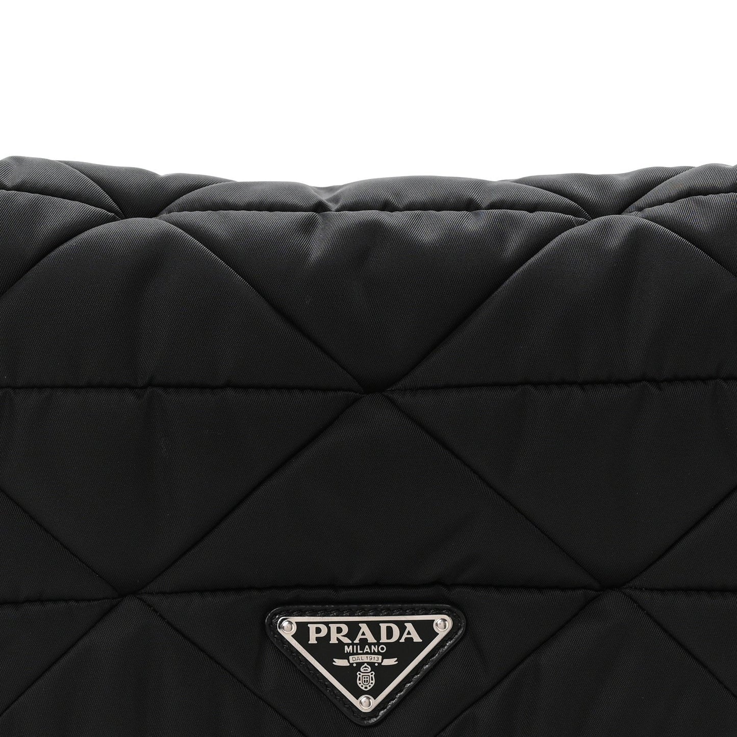 Re-Nylon Quilted Padded Flap Shoulder Bag Black