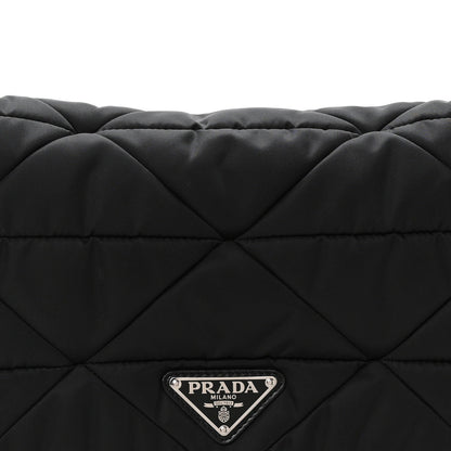 Re-Nylon Quilted Padded Flap Shoulder Bag Black