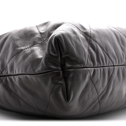 Shiny Calfskin Quilted Small Chanel 22 Dark Brown