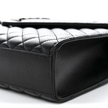 Grain De Poudre Textured Mixed Matelasse Large Triquilt Monogram Satchel Black