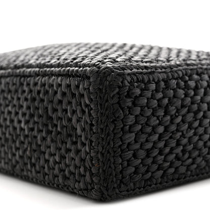 Raffia Calfskin Standard A4 Tote Bag Black