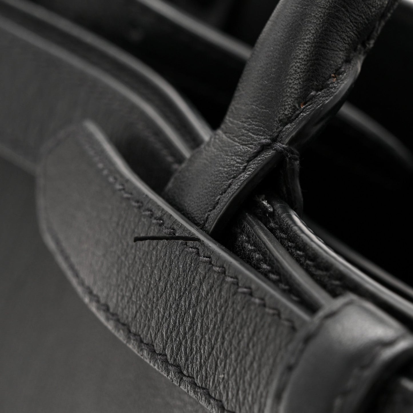 Soft Grain Calfskin Small Double Belt Tote Black