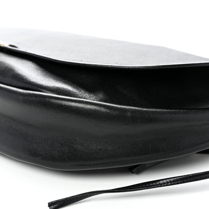 Shiny Lambskin Soft Triomphe Half Moon Bag Black