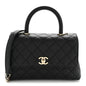 Caviar Quilted Mini Coco Handle Flap Black