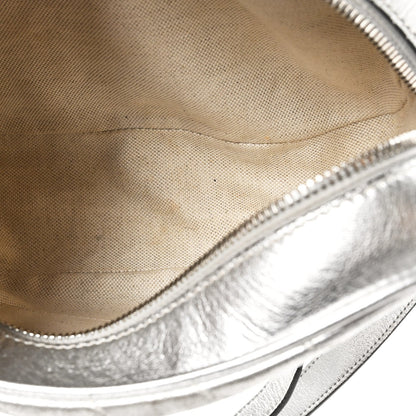 Metallic Sakai Be Green Calfskin Diagonal Stitched Small Blondie Shoulder Bag Silver