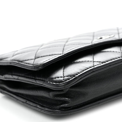 Lambskin Quilted Wallet On Chain WOC Black