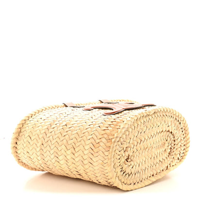 Raffia Calfskin Triomphe Teen Panier Tan