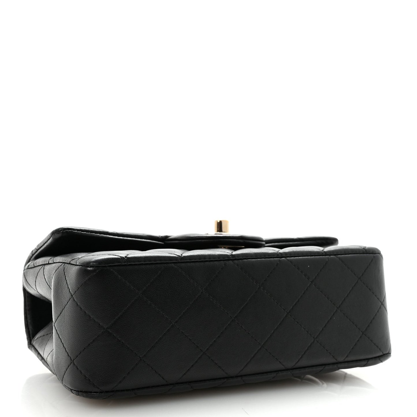 Lambskin Quilted Mini Top Handle Rectangular Flap Black