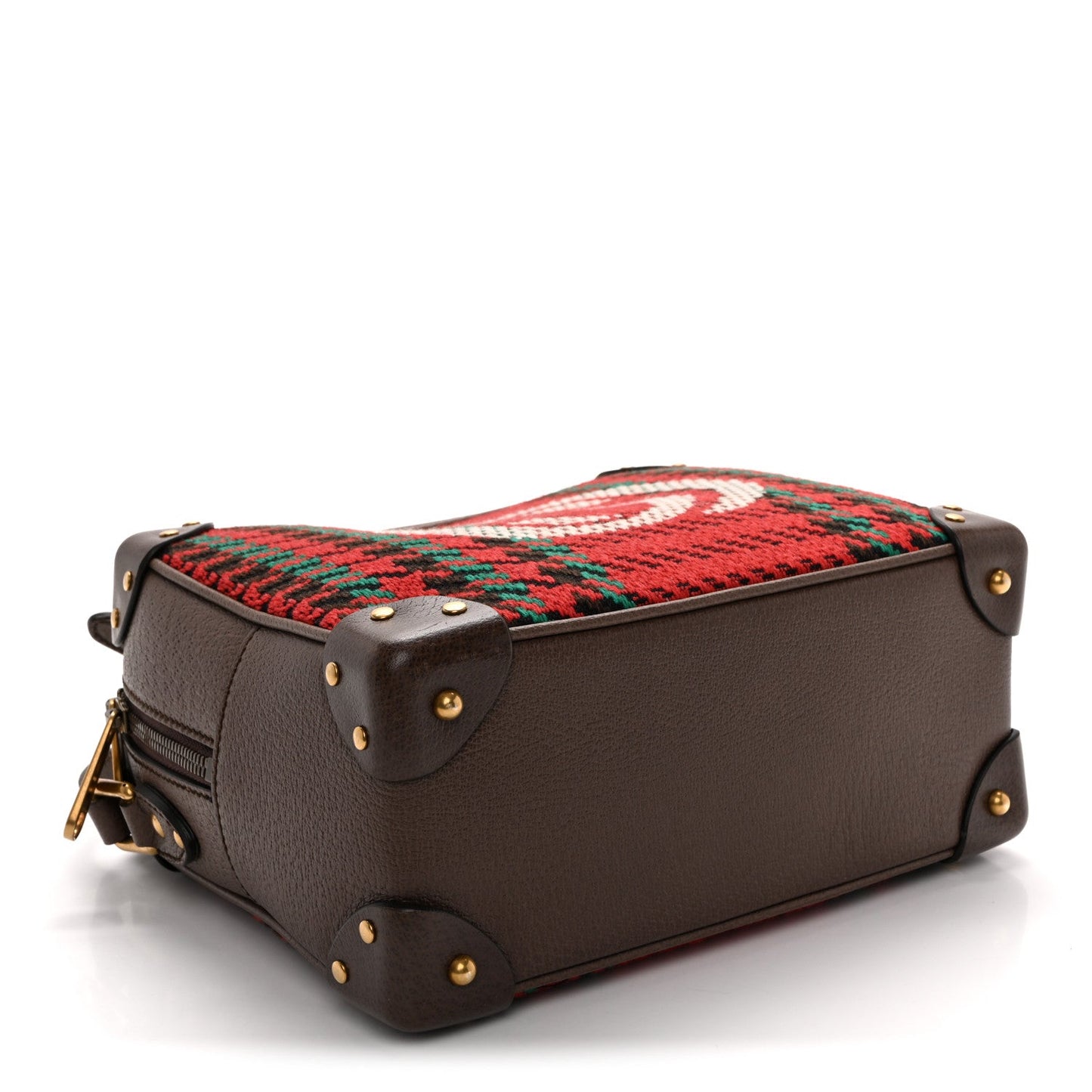 Cotton Wool Textured Calfskin Houndstooth Woven Square Messenger Bag Red Green Ivory Multicolor New Acero