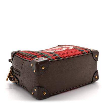 Cotton Wool Textured Calfskin Houndstooth Woven Square Messenger Bag Red Green Ivory Multicolor New Acero