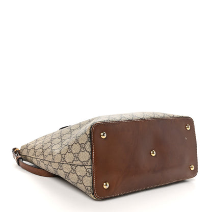 GG Supreme Monogram Linea A Foldover Tote Brown