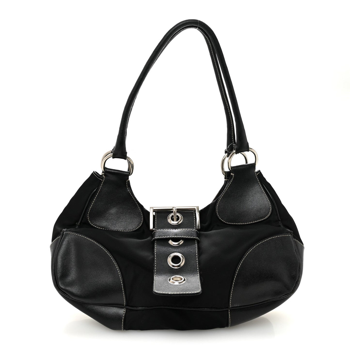 Tessuto Nylon Moon Shoulder Bag Black