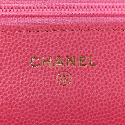 Caviar Quilted Wallet on Chain WOC Pink