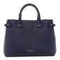 Derby Calfskin House Check Medium Banner Tote Ink Blue