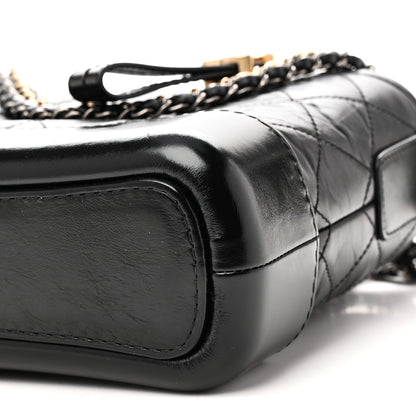 Aged Calfskin Quilted Small Gabrielle Hobo Black