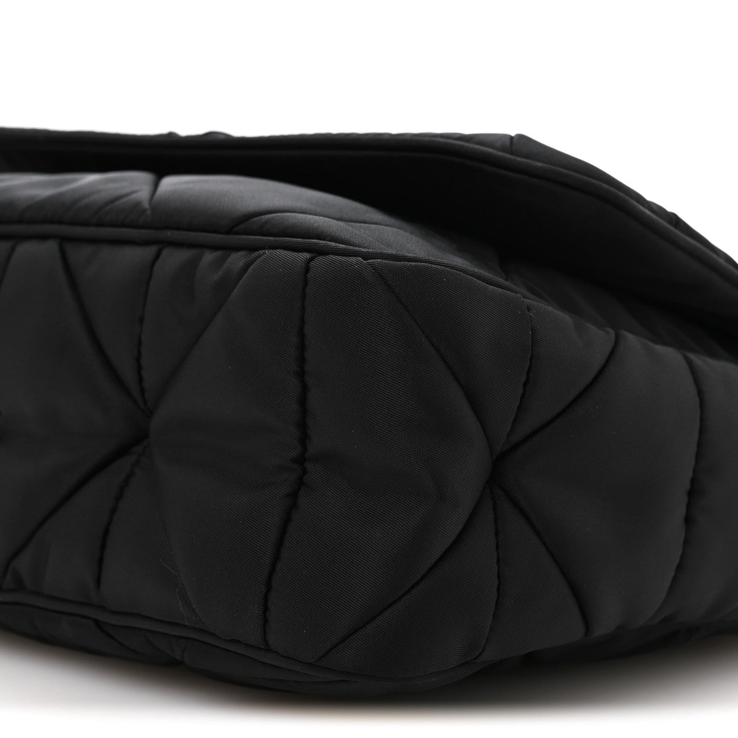 Re-Nylon Quilted Padded Flap Shoulder Bag Black