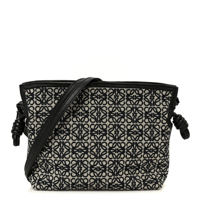 Jacquard Anagram Calfskin Mini Flamenco Knot Clutch Navy Black