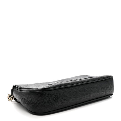 Pebbled Calfskin Medium Soho Flap Crossbody Black