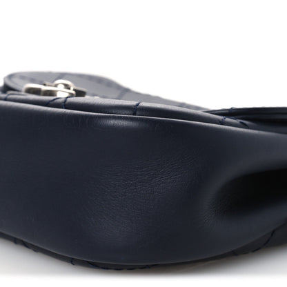 Calfskin Stitch CC Small Flap Navy Blue